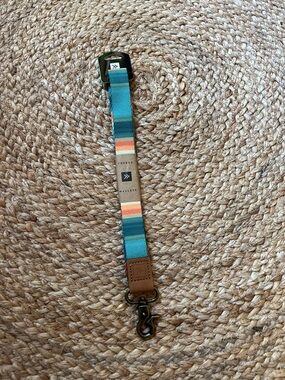 Thread Wallets Teal and Coral Striped Key Lanyard